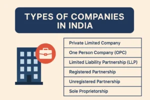 Read more about the article Types of Companies in India: Pvt Ltd, OPC, LLP, Partnership & Proprietorship